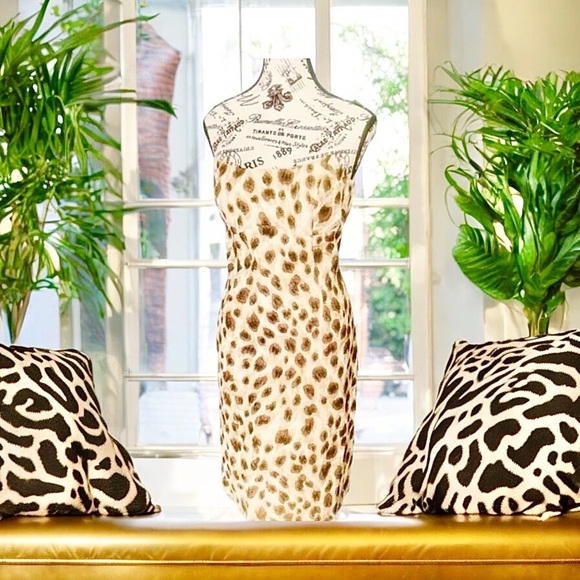 Escada Silk Cheetah Print Dress & Cardigan Sweater Suit S 36/38 - Picture 5 of 9